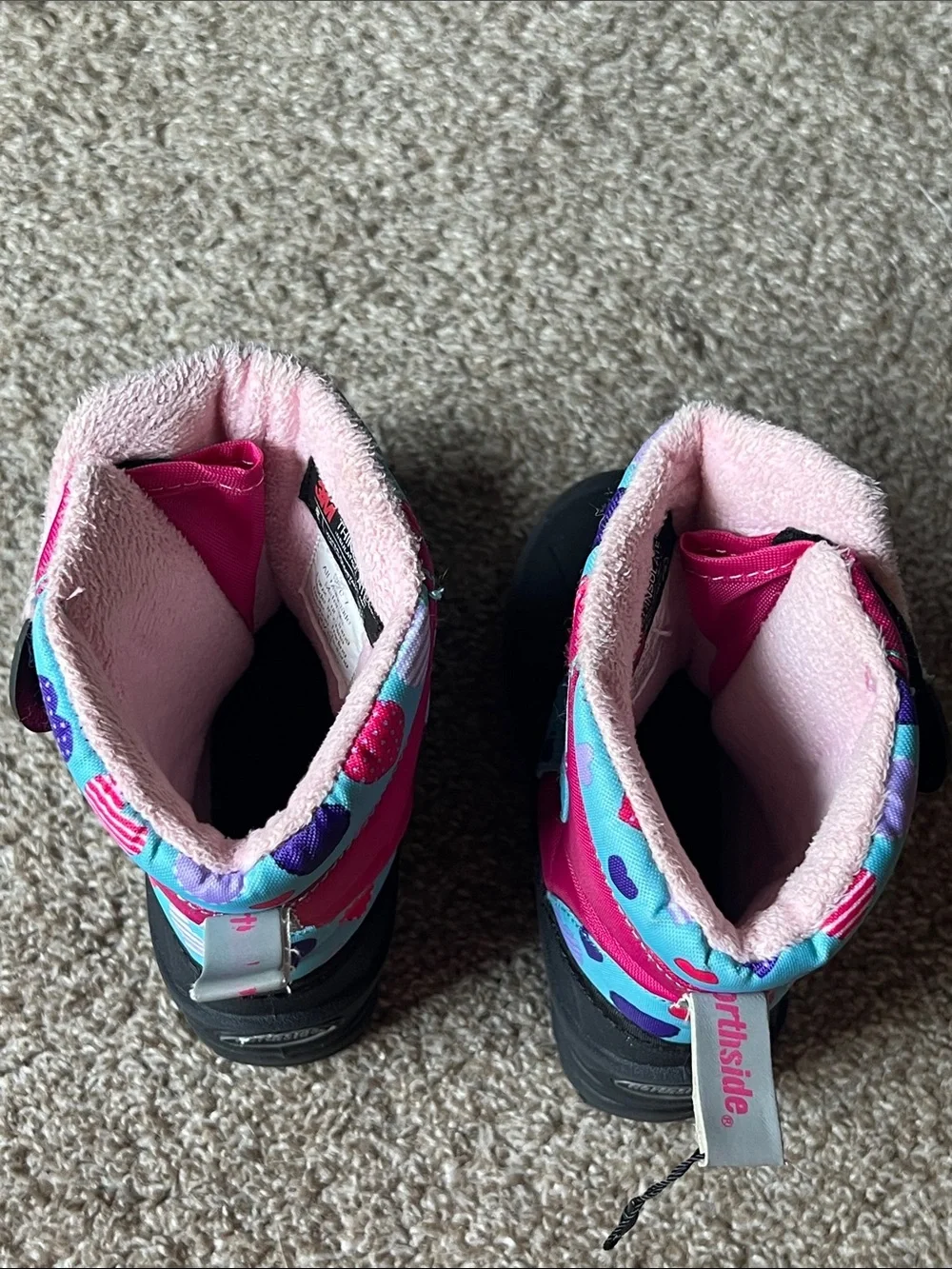 Northside Pink & Blue Heart-Print Toddler Size 7 Snow Boots
